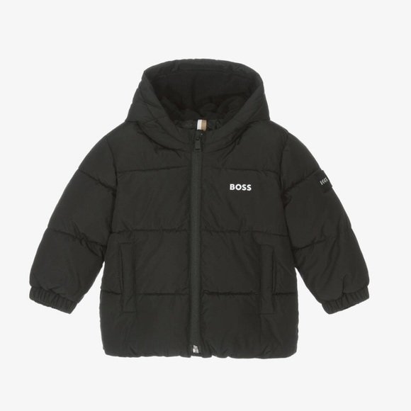 BOSS Kidswear logo-print hooded padded puffer jacket winter coat - Picture 1 of 9
